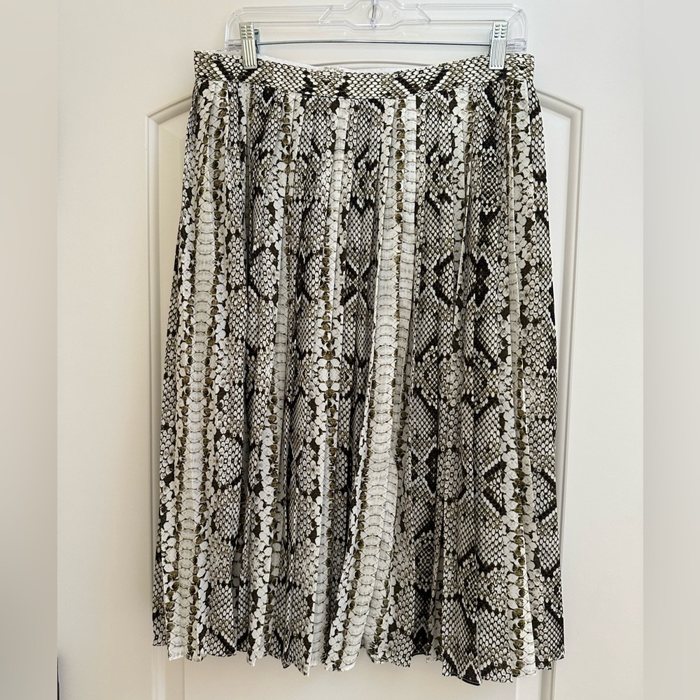 J Crew Snake Pleated Midi Skirt A-line, size 10